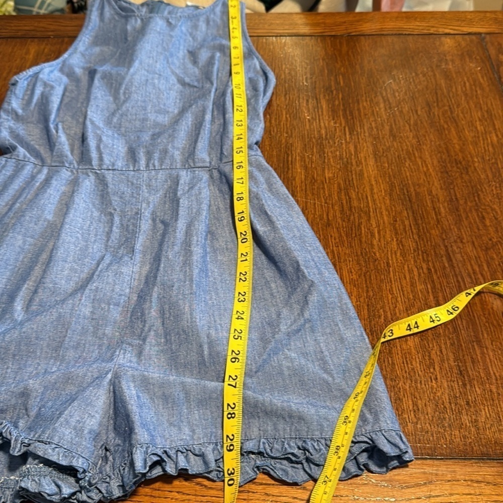 Zara Basic Light Blue Denim Romper - Picture 5 of 6